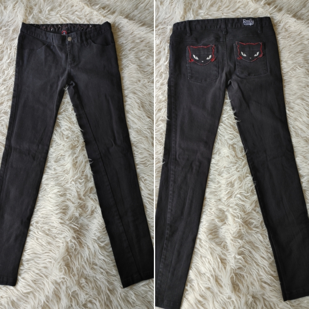 Emily the Strange Black Cat Jeans Size 7